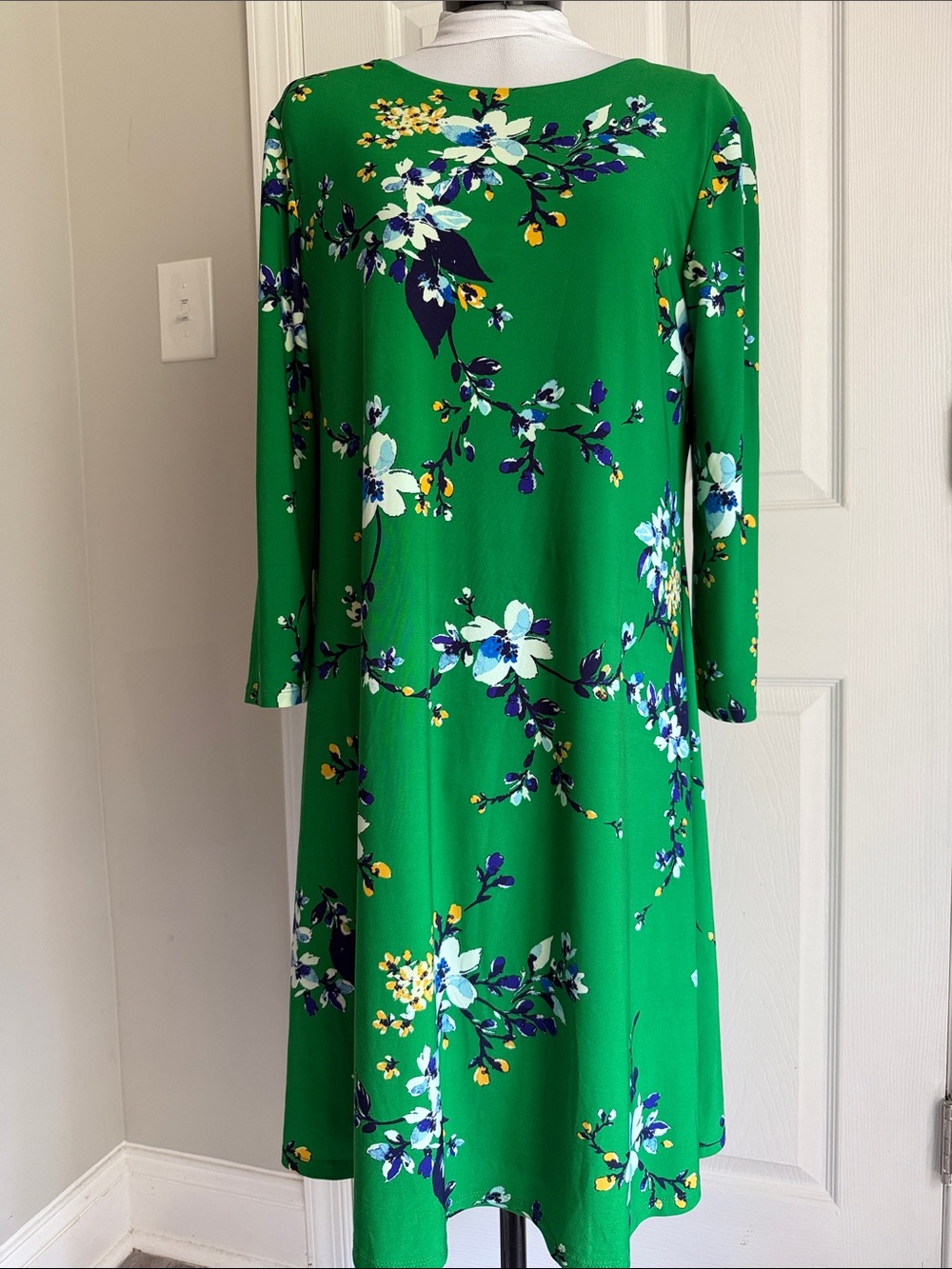 Lauren Green Floral A-Line Dress - Women's 10